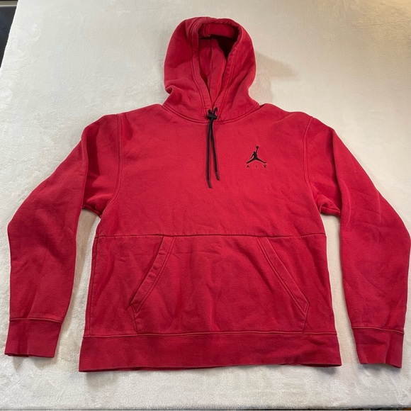 Nike AIR Jordan Red Hoodie Sz M Sweatshirt Jumpman Pullover Hoodie Retro Sporty - Picture 1 of 11
